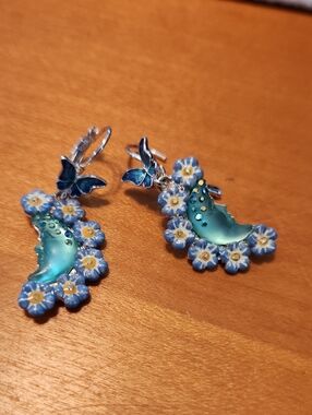 Kirks Folly Forget Me Not Crescent Moon Drop Earrings - Women's Jewelry